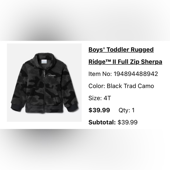 Columbia Boys Rugged Ridge ll Full Zip Sherpa 4t - Picture 3 of 3